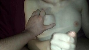 My stepsister's beautiful tits get covered