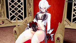 Watch arlecchino give a blowjob with footwork in this genshin impact pov scene
