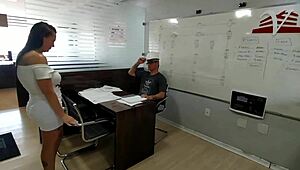 sex on the engineering desk with creampie and anal