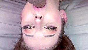 Beautiful European Upside Down Pigtail Handlebar Facefuck Balls Deep Throatpie Wow!