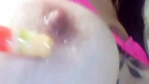 Sweet candy with big shaved tits