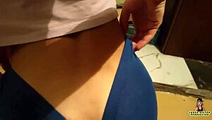 countrygirl in blue leggings bends over for big cock fucking by the stove