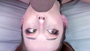 Beautiful European Upside Down Pigtail Handlebar Facefuck Balls Deep Throatpie Wow!