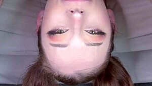 Beautiful European Upside Down Pigtail Handlebar Facefuck Balls Deep Throatpie Wow!