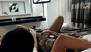 We both masturbate while watching each other intensely