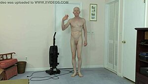 Gay nudist cleans house while flashing on the beach