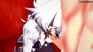 Watch arlecchino give a blowjob with footwork in this genshin impact pov scene