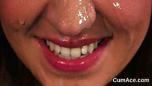 frisky model poses for a photoshoot with cream on face