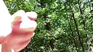 outdoor maledom session with ripped clothes, shaved cock, and creamy orgasms