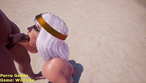 wild life porn game tanka gives blowjob and cumshot to guys