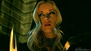 Dahlia Sky and Charlotte Stokely orgasm in lesbian muff diving!