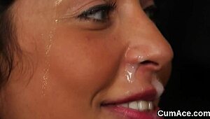 Horny Beauty Swallows Cum After Intense Blowbang Session