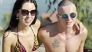 i met a couple at the water park and offered a threesome, we fucked each other roughly