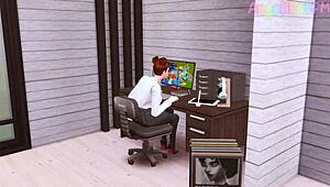 futanari boss lures secretary into deep throat test with massive tool.