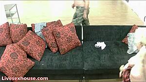 Naughty blonde bent over for hard doggystyle pounding action