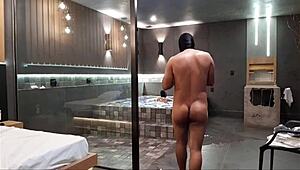 i was in the bathtub when this wild sex started, the brunette couldn't handle my big black cock!