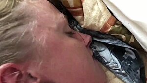 deepthroat gagging with cum-covered facial on big natural tits, dripping everywhere