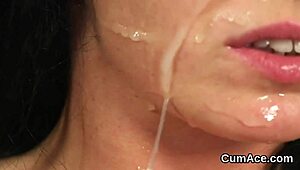 Horny Beauty Swallows Cum After Intense Blowbang Session