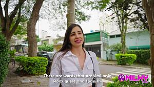 Fake Perverted Reporter Catches Horny Brazilian Model on Street for PUBLIC BLOWJOB