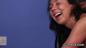 Wow, frisky babe sucks every drop of cum on face!