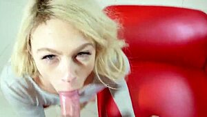 Little Blonde Takes Intense Facial Cumshot