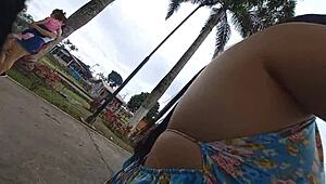 i go to the park and meet this lovely skinny girl.