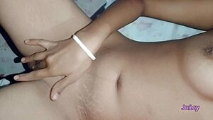horny amateur fingers shaved pussy alone at home in homemade masturbation session