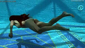 Irina from Russia shows her shaved body underwater!