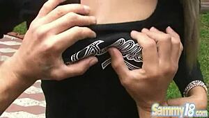 I feel sweet Sammy 18's tight pussy gripping hard during our intense fucking