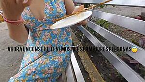 i go to the park and meet this lovely skinny girl.