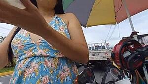 i go to the park and meet this lovely skinny girl.