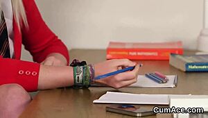 Feisty looker gets a huge cum load on her face 😈