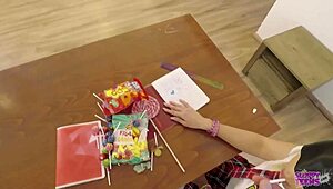 Two Lesbians Sharing One Cock in Blindfolded Threesome Trailer