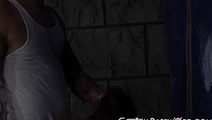 Young vixen Anya Olsen tied up and doggystyled in public