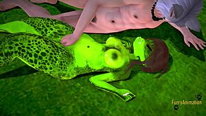 furry lizard wolf fingers human in uncensored hentai