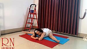 Regina Noir strips white panties for nude yoga in gym. Full cam 2 captures every juicy move!