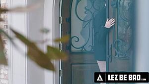 Lonely military wife Valentina Nappi pegged rough by mistress Katrina Colt