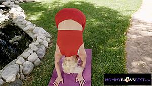 Mommyblowsbest hot big tittied blonde yoga student squirts after blowjob