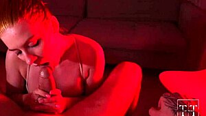 Redhead whore gives sensual lingam massage and sucks monster cock