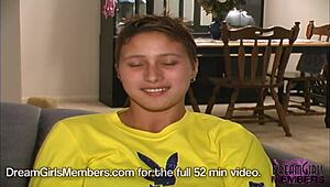 Short-haired Jillian stepped into her first casting shoot, nervous but eager for dirty talk.