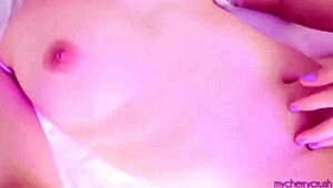 Blonde amateur gives sloppy blowjob and masturbates to cumshot