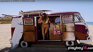 Stunning All Natural Gia Ramey Enjoys Naked Activities At The Beach