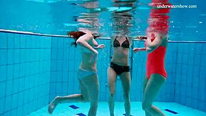 Avenna, Nina Mohnatka, and Marketa Swimming in the Pool