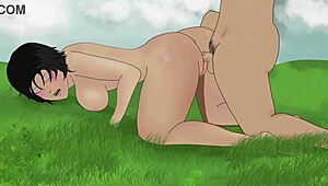 Watch Mikasa Get Nailed Doggy In The Bushes!