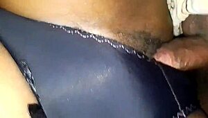 HOUSEWIFE PULLS PANTS TO THE SIDE IN BEDROOM.