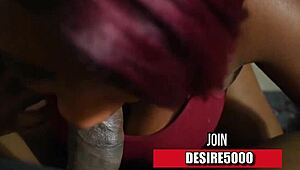 In this sex tape, a teen ebony with big tits and ass performs striptease before blowjob