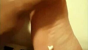 Massage leads to cum on feet with big black cock