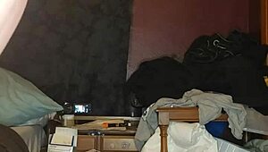 Huge thick dildo stretches her tight pussy wide.