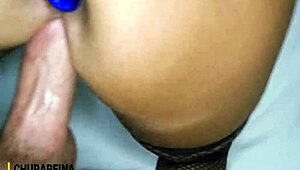 Step Mother-in-Law Sucks Off Before Doggy Anal Plug Removal