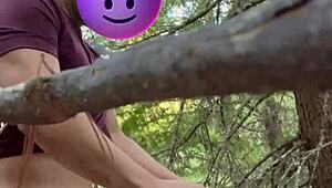 Horny Amateur Couple Fucking Outdoors Doggy On Public Trail